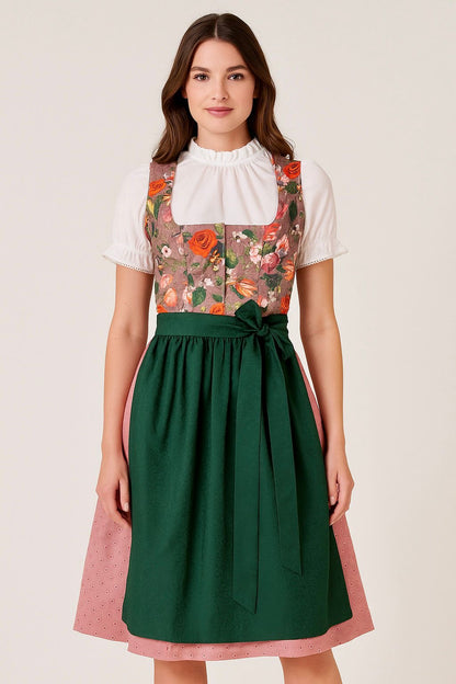 Dirndl Goldstich Samt Blumen altrosa 70cm