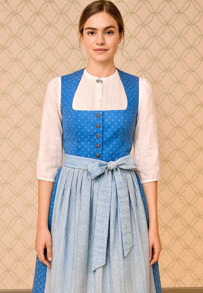 Baumwolldirndl Goldstich blau/hellblau 70cm