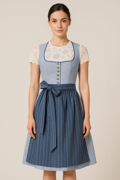 Dirndl Goldstich hellblau 64cm