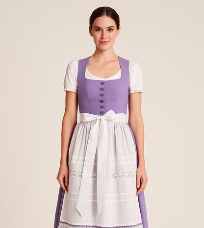 Dirndl Goldstich lila/weiß 60cm